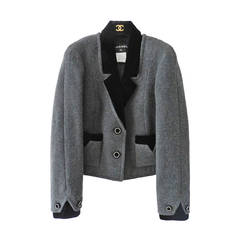 Chanel 2013 Grey Cashmere Jacket Coat with Velvet