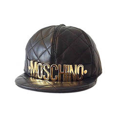 New Current Season Moschino Quilted Leather Cap