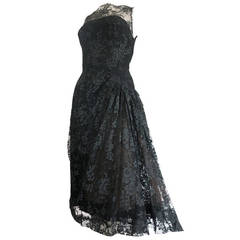 Vintage LUIS ESTEVEZ Chantilly lace cocktail dress