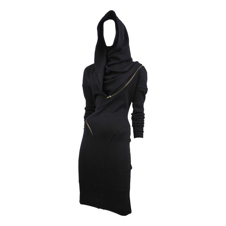 Iconic Alaia Hooded Zipper Dress