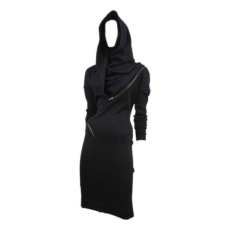 Iconic Alaia Hooded Zipper Dress at 1stDibs