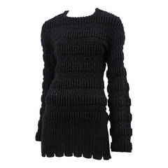 Black Boiled Wool Alaia Mini Dress