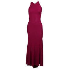 Alaïa 1990s Raspberry Sexy Jersey Bias Gown 12
