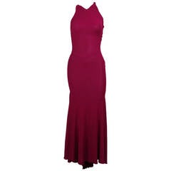 Alaïa 1990s Raspberry Sexy Jersey Bias Gown