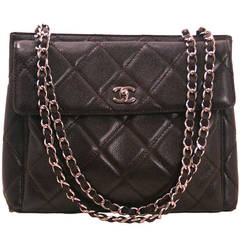Chanel Brown Caviar Leather Vintage Tote Bag
