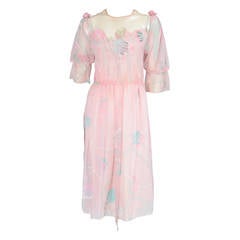Spring-Summer 1982 Zandra Rhodes Hand-Painted Silk Chiffon Dress