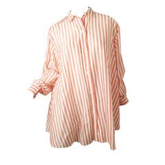 1980s Kenzo red and white striped oversized cotton shirt