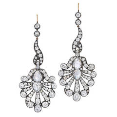 Fred Leighton Rose Cut Diamond Fan Pendant Earrings 4