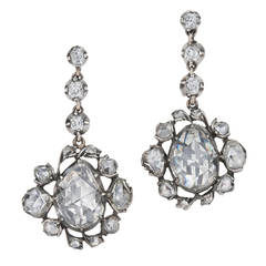 Georgian Rose Cut Diamond Pendant Earrings