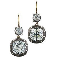 Fred Leighton Old Mine Diamond Double Drop Earrings