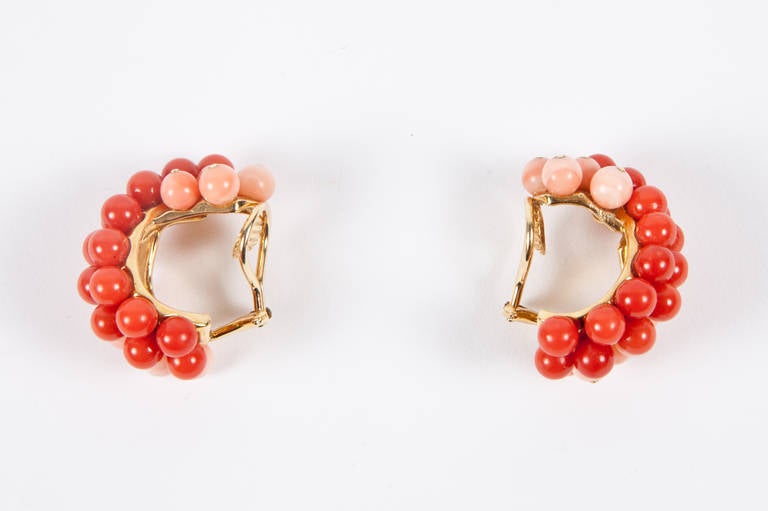 1980s Verdura Pink and Red Coral Earrings In Excellent Condition In New York, NY