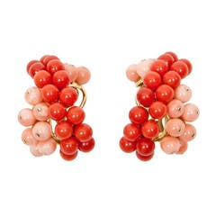 1980s Verdura Pink and Red Coral Earrings