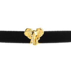 CdG Unique Style Diamond Gold Velvet Bracelet with Elephant Head Nut Ivory