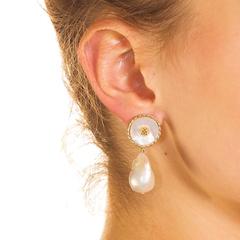 CdG White Mother-of-Pearl Vermeil Baroque Pearl Earrings Made in Italy