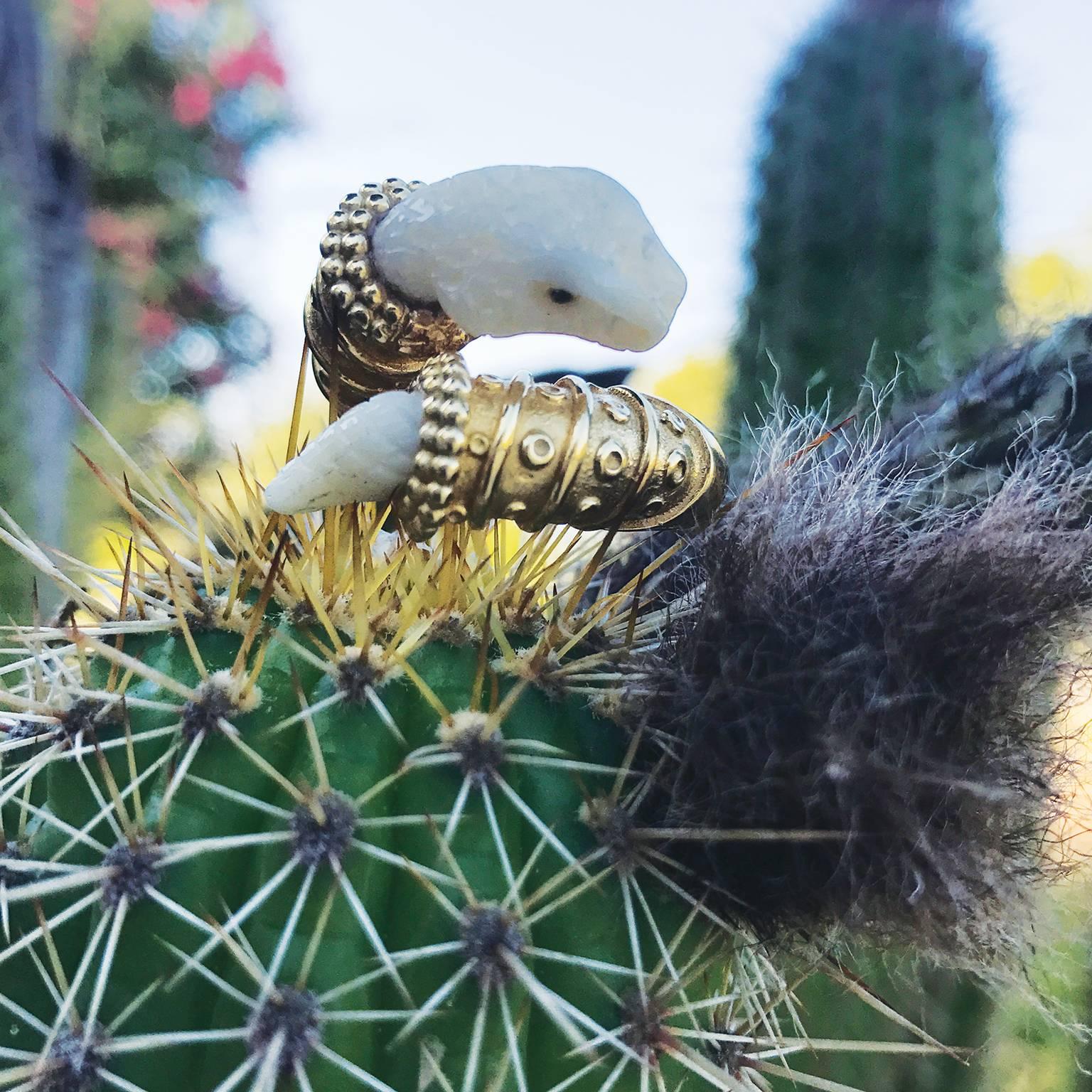 Couleurs de Geraldine Diamond Gold Snake Ring Nut Ivory Tagua For Sale 3