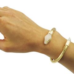 Couleurs de Géraldine Yellow Gold Diamond Nuvory Tagua Snake Cuff Bracelet