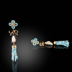 Couleurs de Géraldine Gold Bow and Bird Earrings Turquoise Made in Italy