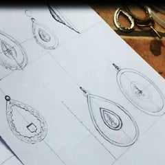 Gold Blue Nut Ivory Drop Earrings