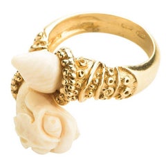 Couleurs de Geraldine Gold Vermeil Ring Mythology Creature Nut Ivory