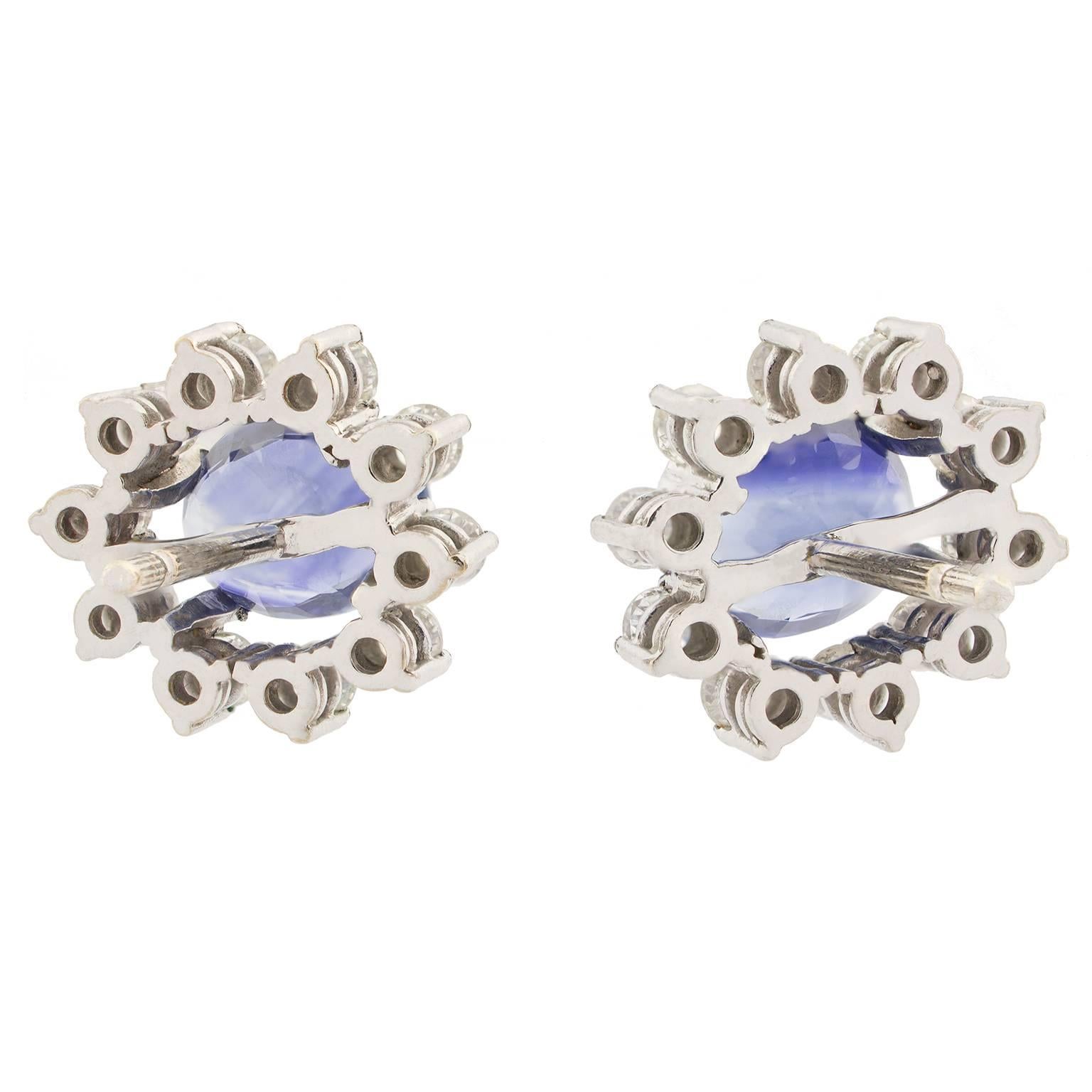 Sapphire Diamonds white gold Cluster Earrings 1