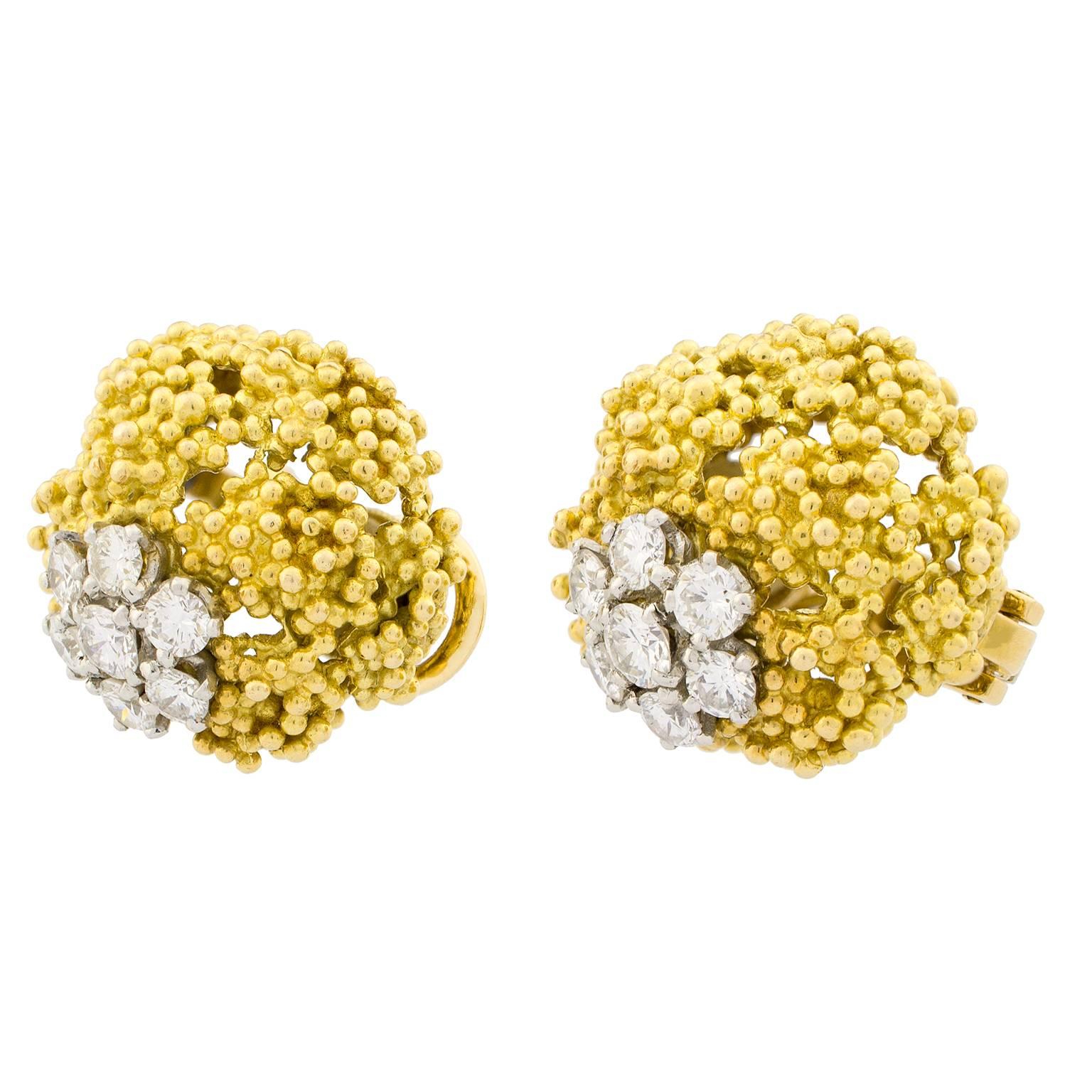 Boucheron Diamonds Caviar and White Gold Earrings