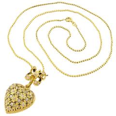 19th Century Enamel Diamonds Gold Locket and Chain