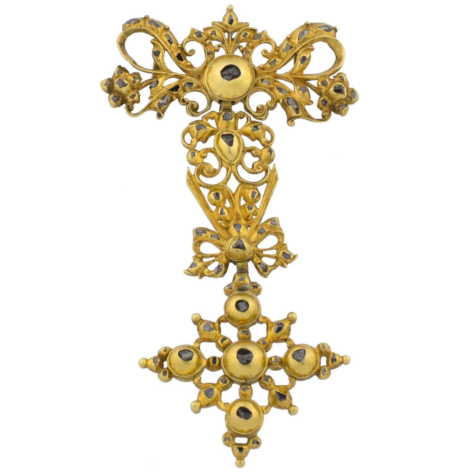 18th Century Spanish Gold Diamonds Pendant