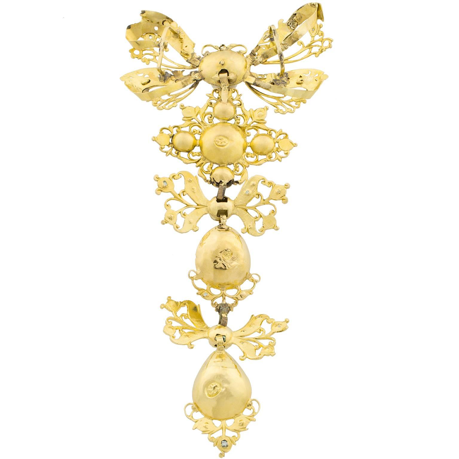 Baroque 18th Century Spanish Emeralds Gold Pendant