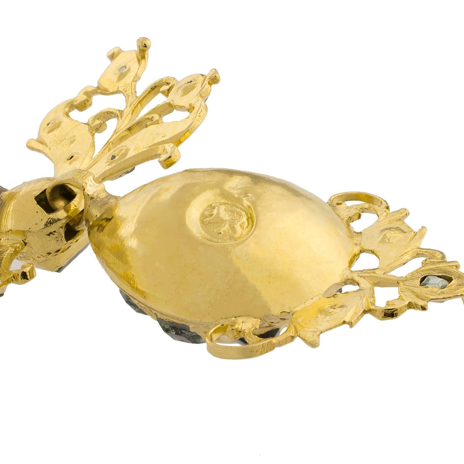 18th Century Spanish Emeralds Gold Pendant In Good Condition In Madrid, ES