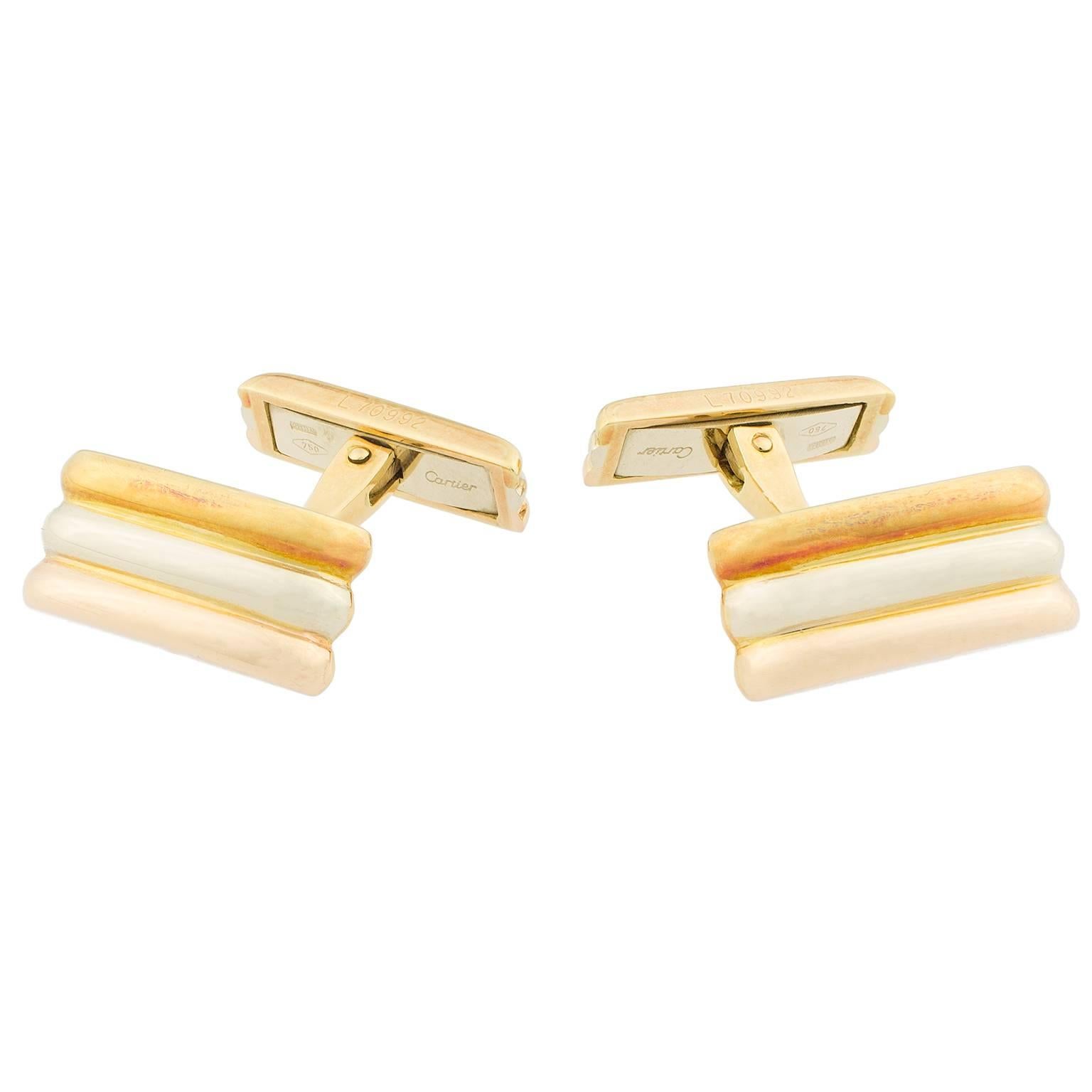 Cartier Trinity Tricolor Gold Cufflinks In Excellent Condition In Madrid, ES