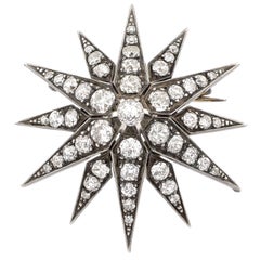 Mid 19th Century Diamonds Silver Gold Brooch