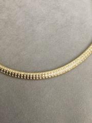 Yellow Gold Omega Necklace Set with 3.95 Carats of Pave Diamonds