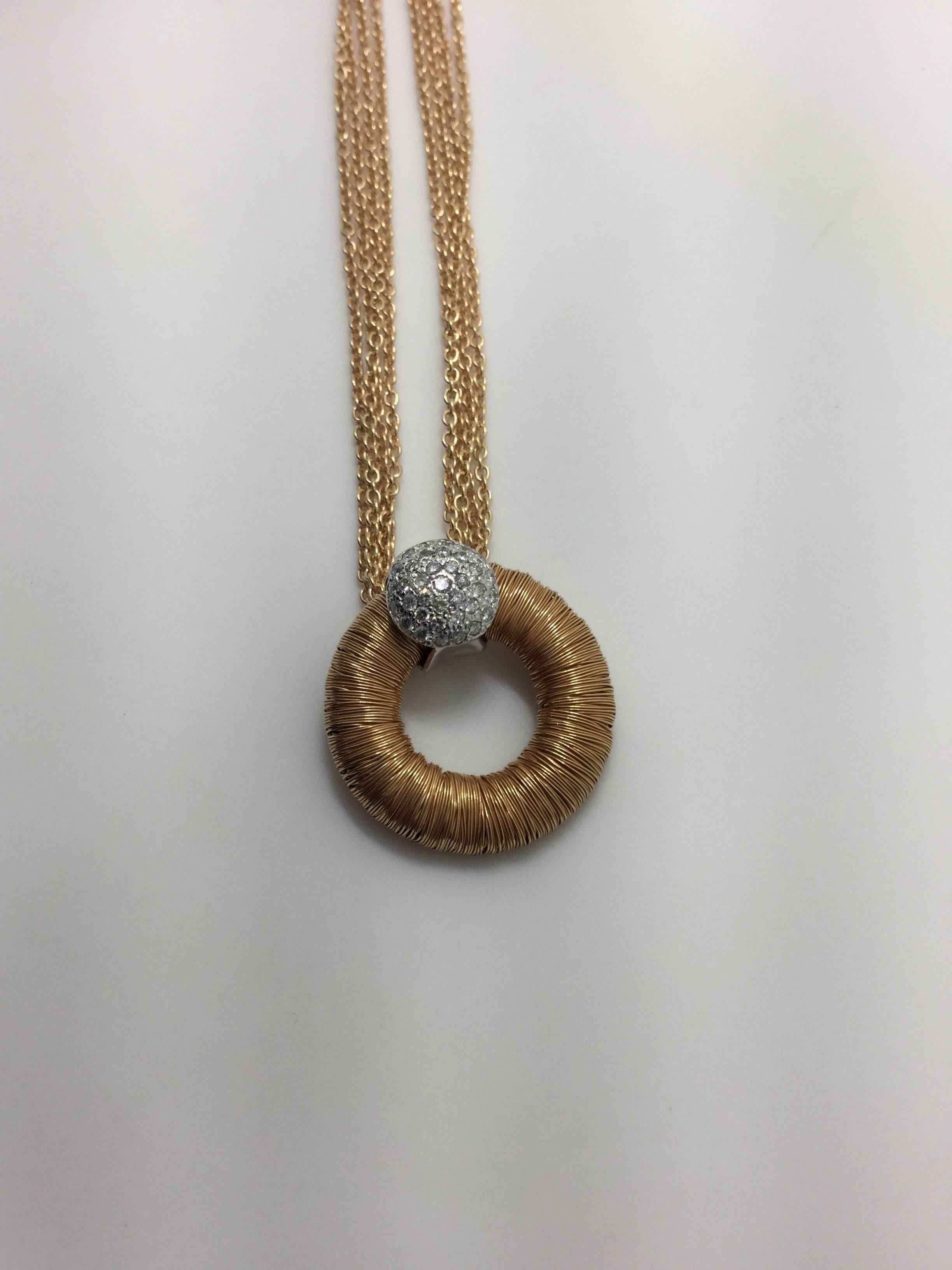 Rose Gold Diamond Pendant Necklace In New Condition For Sale In Spartanburg, SC