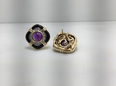 Amethyst Onyx Diamond Earrings