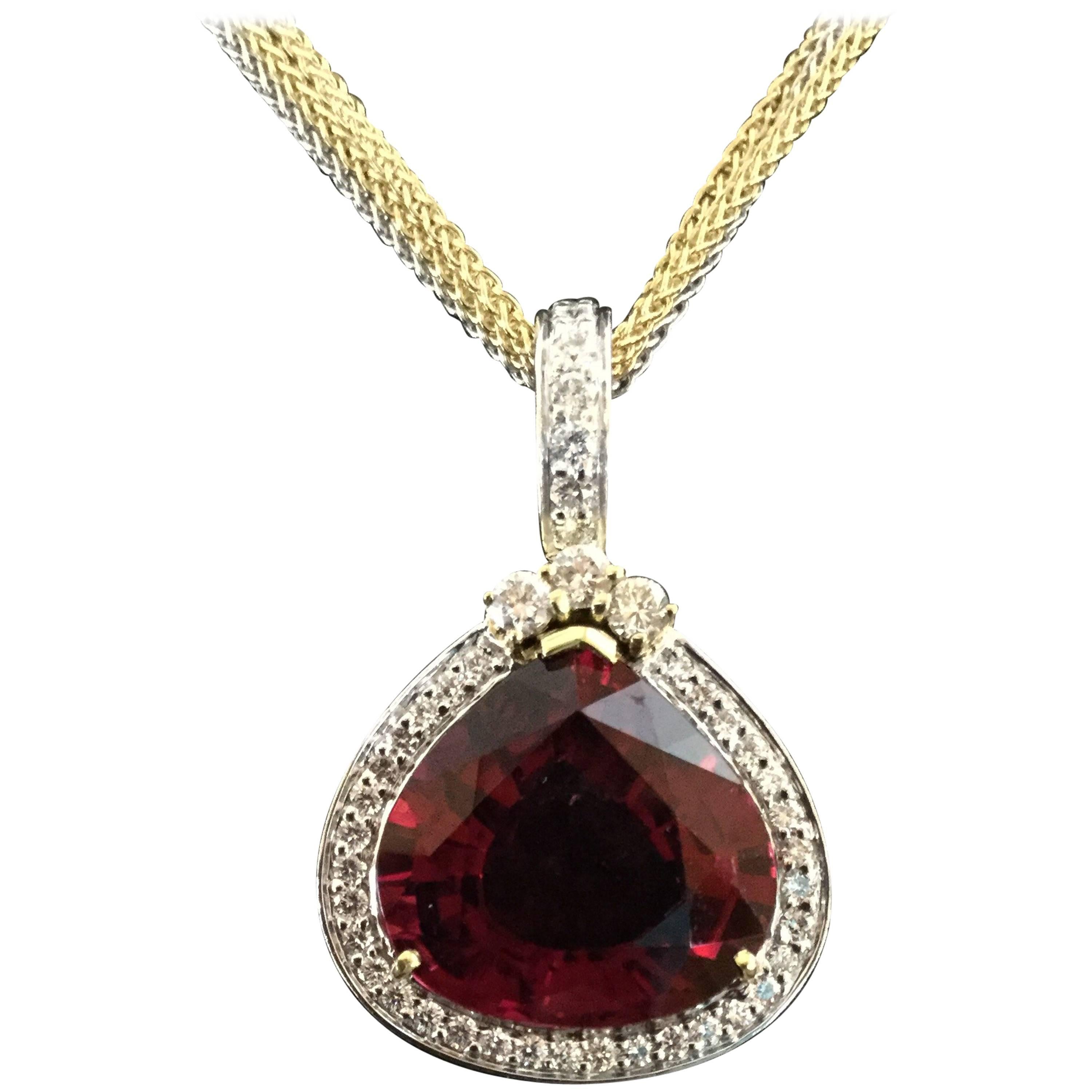 Spark Creations 18K One-of-Kind Rubellite and Diamond Enhancer For Sale