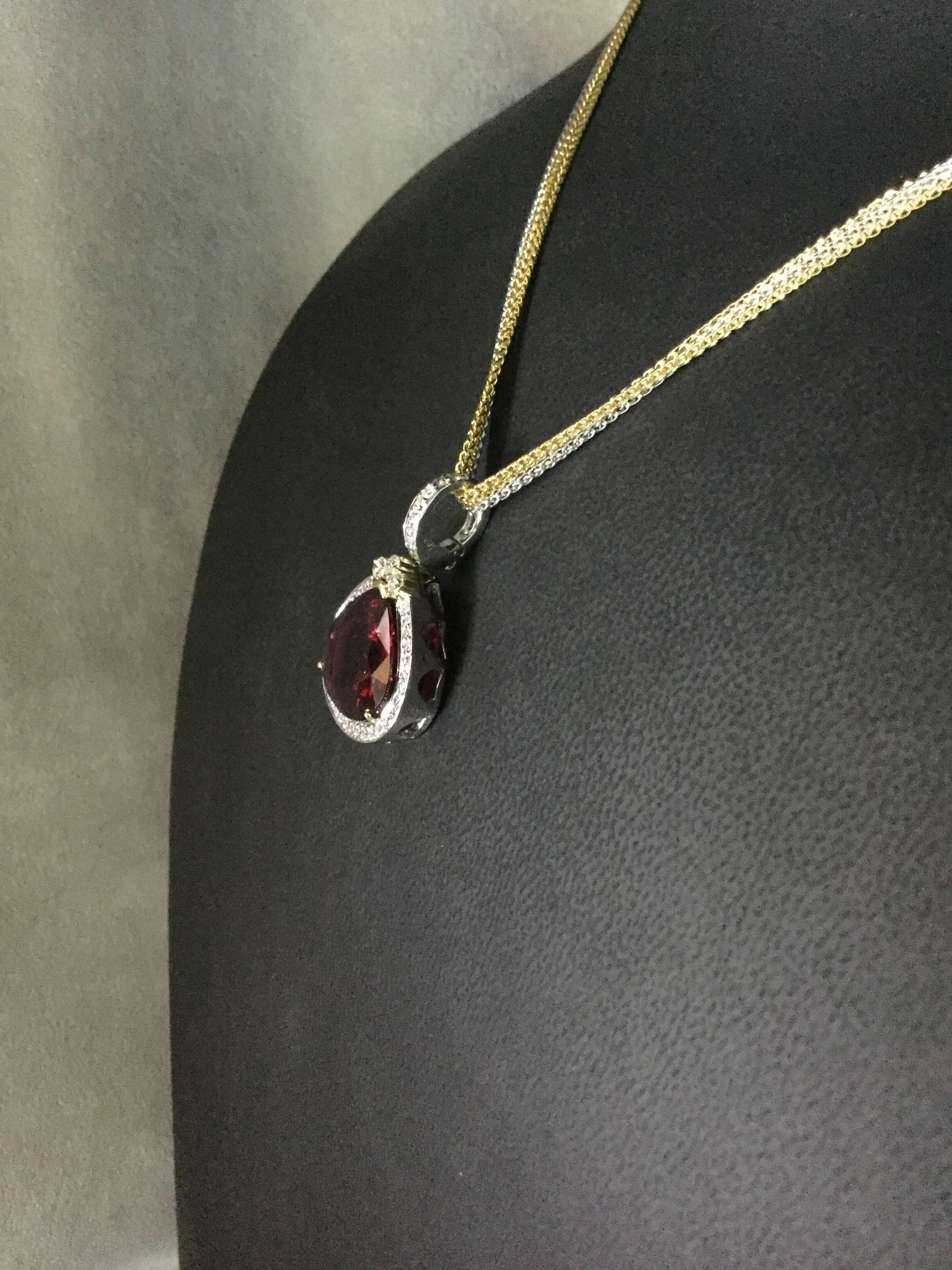 Spark Creations 18K One-of-Kind Rubellite and Diamond Enhancer In New Condition For Sale In Spartanburg, SC