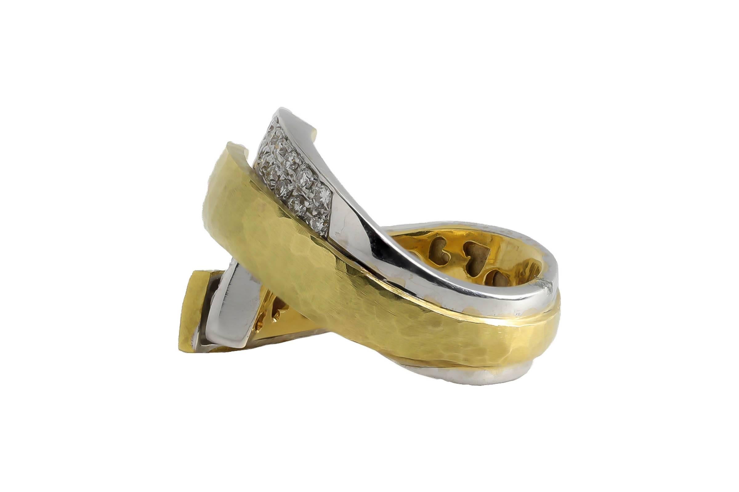 Round Cut Diamond By-Pass Cocktail Ring For Sale