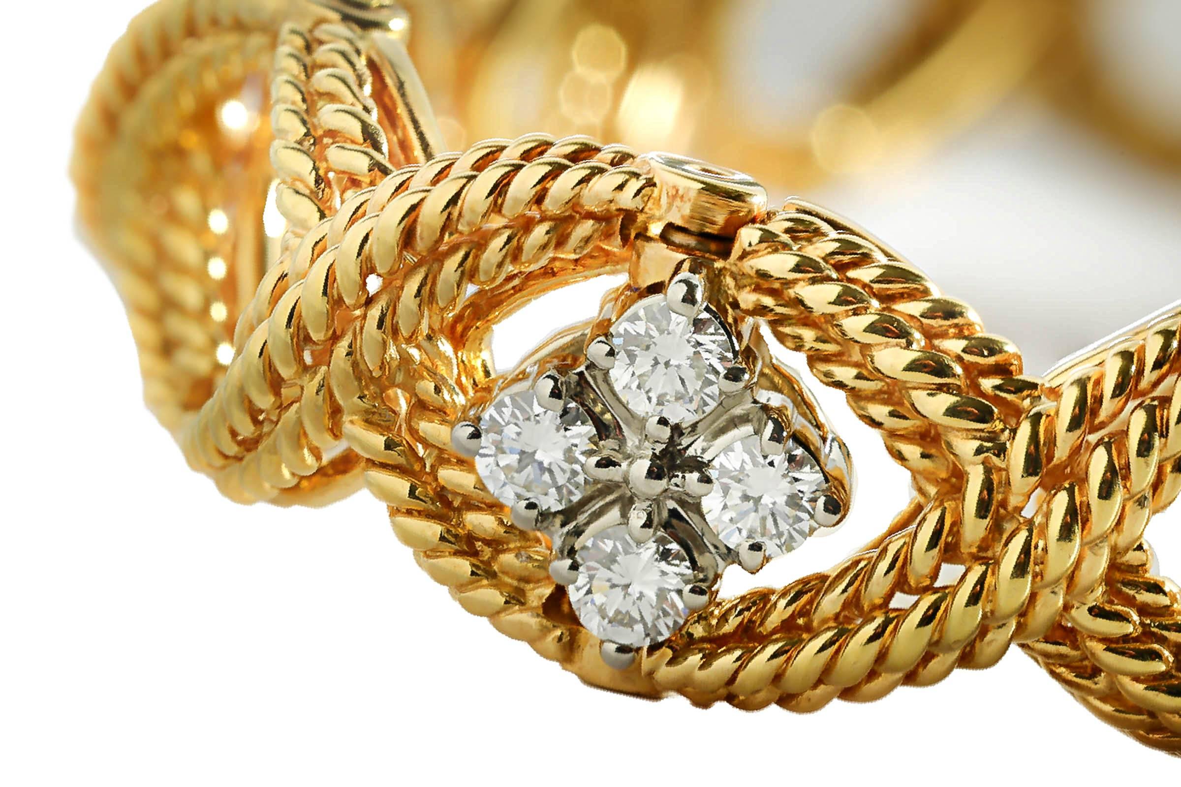 18K yellow gold textured bracelet with one diamond station consisting of 4 diamonds weighing combined  0.24 carat in the center. Diamond stations can be added to as many links as desired and can be purchased individually through a Jabel dealer.