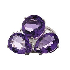Amethyst 14 Karat White Gold Statement Ring