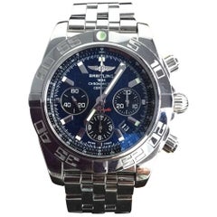 Breitling Stainless Steel Chronomat B01 Blue Dial Pilot Bracelet Wristwatch