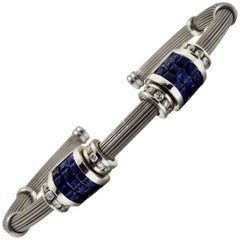 Sapphire and Diamond Gold Cuff Bracelet