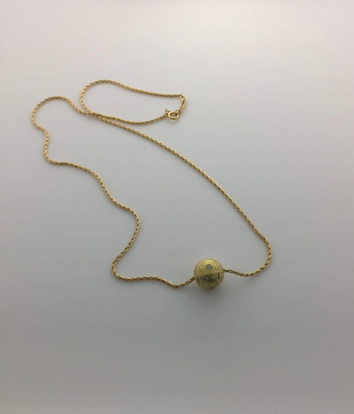 Men's Diamond Tennis Ball 18K Yellow Necklace For Sale
