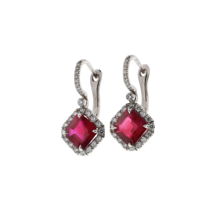 Mark Patterson Burmese Ruby and Diamond Drop Earrings For Sale at 1stdibs