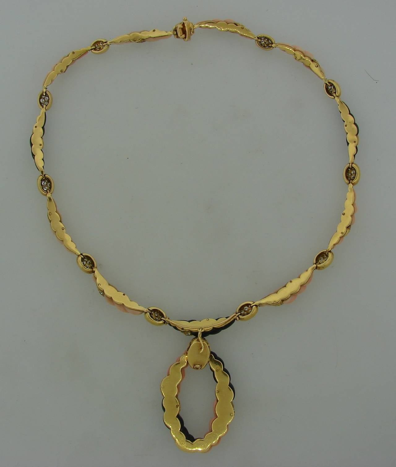 Boucheron Paris Coral Onyx Diamond Gold Necklace Earrings Set 1970s at ...