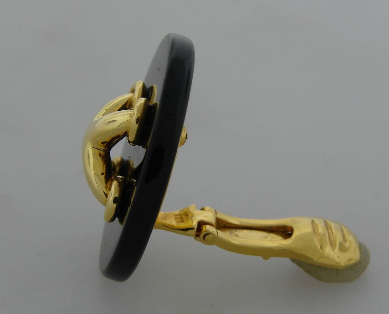 1974 Aldo Cipullo Black Onyx Gold Earrings 1