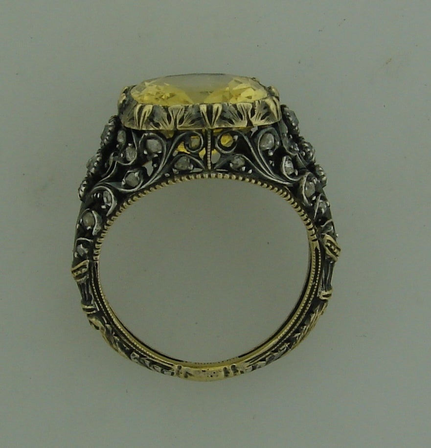 1950s Mario Buccellati Yellow Sapphire Diamond Gold Ring 3