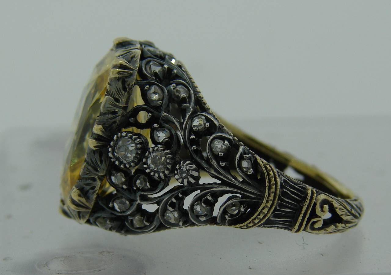 1950s Mario Buccellati Yellow Sapphire Diamond Gold Ring 4