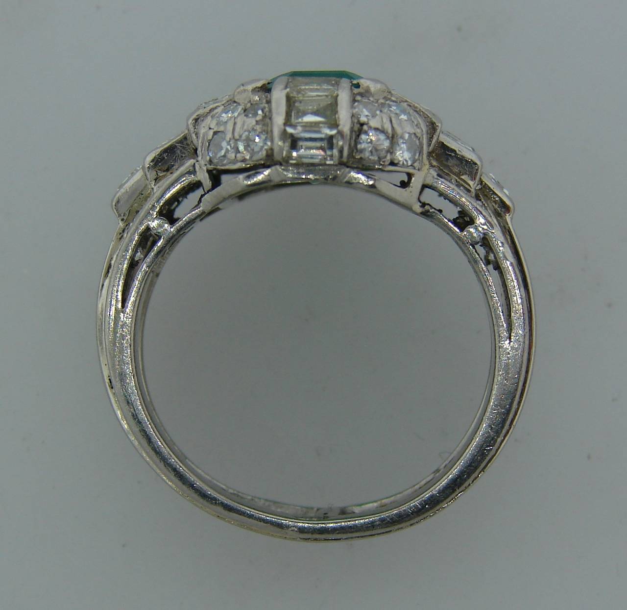 1960s Bulgari Emerald Diamond Platinum Ring 3