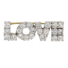 Diamond White Gold LOVE Pin Brooch