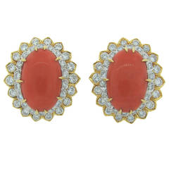 David Webb Coral Diamond Gold Earrings 6
